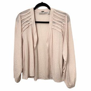 The Muses Lounge Pale Ivory Textured Balloon Long Sleeve Cardigan M